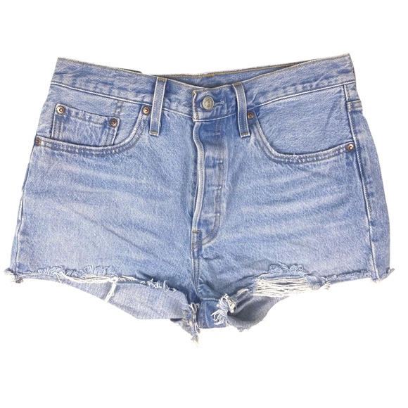 Levi's Premium Pants - Levis Premium 501 Original Fit Shorts Light Wash‎ Distressed Denim W28*